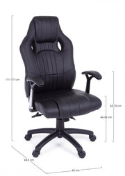 Poltrona ufficio con braccioli Spider nero in similpelle